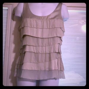 WHBM like-new silver sleeveless flutter layered
